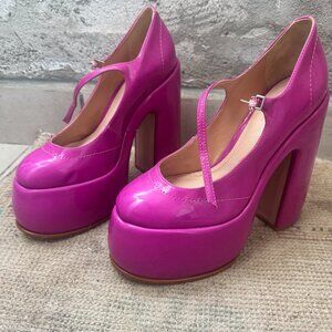 Schutz Womens Zayne Platform Pump - US 8 / EU 38 - Pink Patent Leather